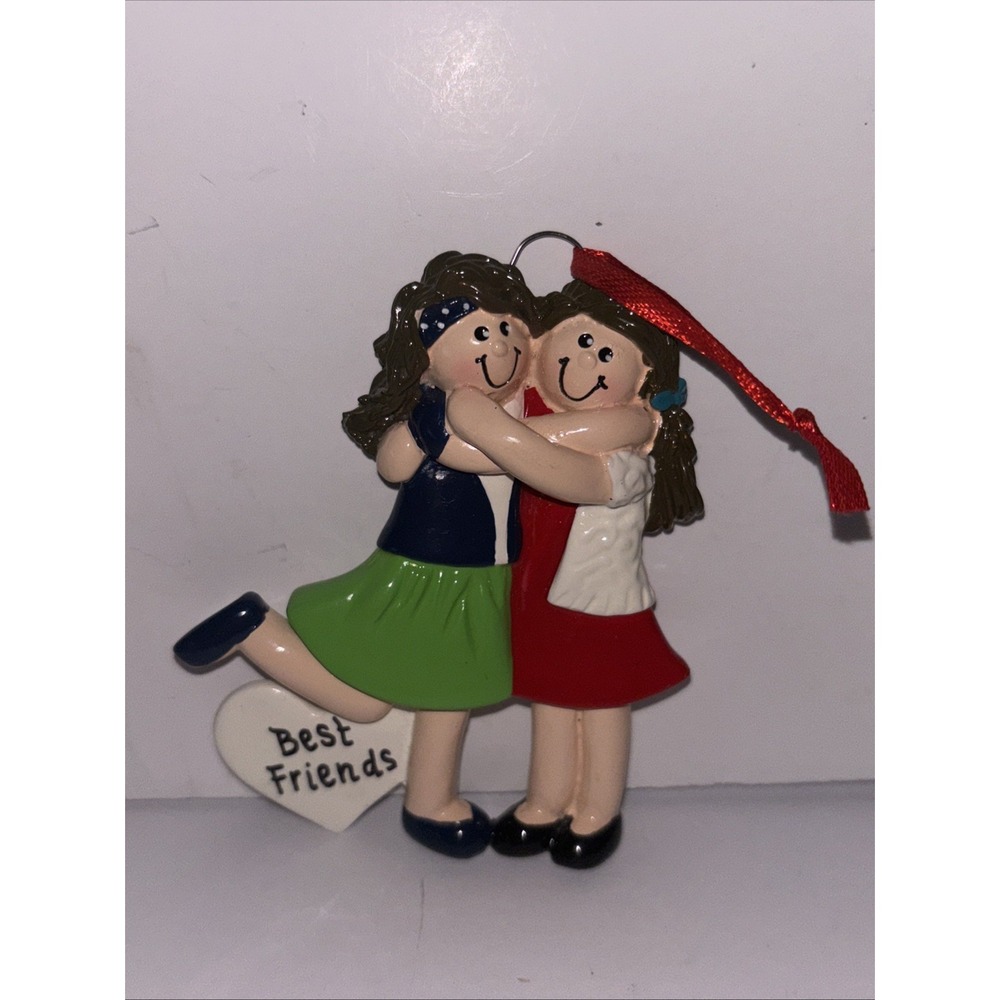 Best Friends FRIENDSHIP Christmas Tree Ornament Girls Hugging 4"